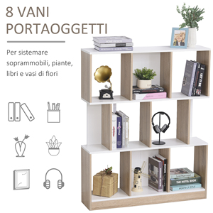 HOMCOM-Librería de pared moderna de madera de 8 niveles, estantería de roble y blanco para sala de estar y dormitorio - Product Image 6