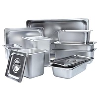 Bac Gastronorme en Acier Inoxydable avec Couvercle, Plusieurs Tailles, Bac pour Table à Vapeur, Contenant Alimentaire Empilable pour Buffet, Restaurant, Traiteur