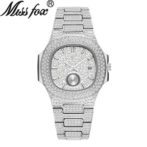 Montre-bracelet chronographe à quartz pour homme, cadran personnalisé, style hip-hop, entièrement sertie de diamants, plaquée or 18 carats, montres dorées pour hommes - Product Image 3