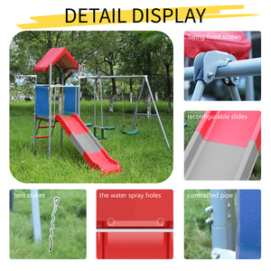 Juego <span class=keywords><strong>de</strong></span> Columpios y Tobogán <span class=keywords><strong>de</strong></span> Plástico para Niños Pequeños para Jardín Exterior <span class=keywords><strong>con</strong></span> <span class=keywords><strong>Aro</strong></span> <span class=keywords><strong>de</strong></span> Baloncesto <span class=keywords><strong>de</strong></span> Metal y Accesorios <span class=keywords><strong>de</strong></span> Aleación - Product Image 2