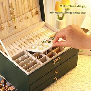 Vitrine de présentation pliable en cuir PU élégant personnalisé pour les femmes filles voyage bijou bague montre ensemble de bijoux boîte d'emballage - Product Image 5