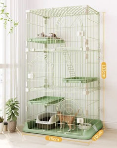 Groothandel Roestvrij Kippenhok Konijn Kinderbox Grote <span class=keywords><strong>Diy</strong></span> Kat <span class=keywords><strong>Outdoor</strong></span> Metalen Kooi Behuizing Drie Gelaagde Pet Kat Kooi
