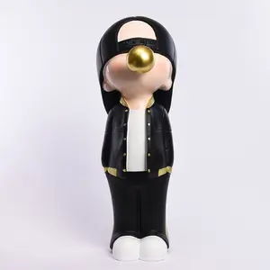 개인화 된 선물 북유럽 현대 대형 거품 부는 장난감 소년 조각 장식품 수지 유물 가정 장식