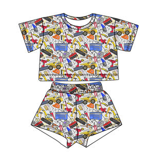 Vente chaude garçons haut ample et <span class=keywords><strong>short</strong></span> personnalisé à motifs de haute qualité vêtements décontractés pour enfants - Product Image 3