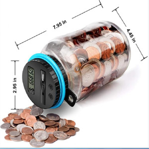 Tirelire numérique 1,8 L avec écran LCD pour compter les pièces de monnaie, tirelire pour argent liquide, pièces USD <span class=keywords><strong>et</strong></span> <span class=keywords><strong>EURO</strong></span>, coffre-fort pour défi d'épargne - Product Image 3