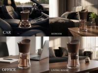 Diffuseur de parfum de voiture rotatif à 360°, grande capacité, bouteille en verre, texture diamant, bâtonnets en bois, parfum longue durée, pour porte-gobelet