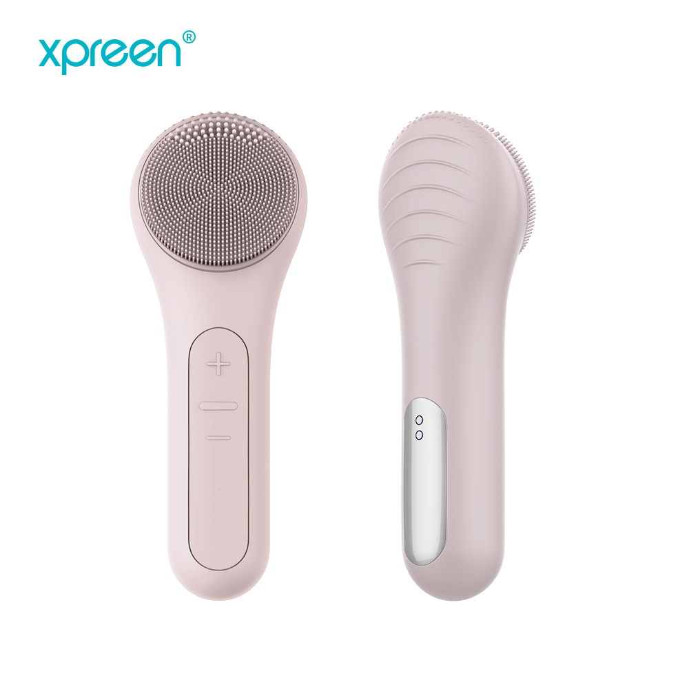 Electric ultrasonic wash face brush wave soft handheld silicone facial cleansing brush
