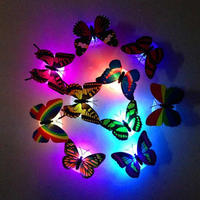 Applique Murale Papillon Lumineuse 3D LED, Autocollant Nuit Papillon Porte-Bonheur, Applique Murale Simple ou Double pour Jardin, Cour, Pelouse, Décoration de Fête Festive