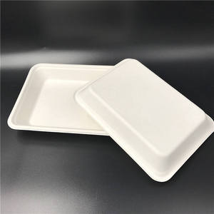 White Bagasse 3CP Meal Tray Food Grade Eco Friendly Compostable <b>Disposable</b> Divided Packaging Tray for Hot Cold Food Restaurants - Product Image 1