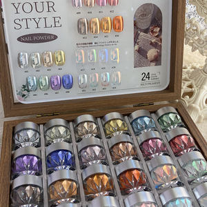 Polvo de Luz Lunar Super Aurora 2025 - Juego de 24 Colores de Polvo de <span class=keywords><strong>Uñas</strong></span> Cromado Espejo para Esmalte de Gel Magnético y Diseños de Arte de <span class=keywords><strong>Uñas</strong></span> - Product Image 1