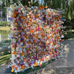カラフルなシルク製造花ローズフラワーウォール 8x8フィート ロールアップ式 手作りの花の背景 結婚式 クリスマス イベント装飾用 SH1101 - Product Image 5