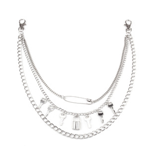 จี้กุญแจโลหะสไตล์เรโทร สายคาดเอวหลายชั้น สไตล์พังก์ รูปทรงแม่กุญแจ สายคล้องกางเกง ตกแต่งเสื้อผ้า ใช้ได้ทั้งชายและหญิง ทำจากโลหะผสมสังกะสี เหมาะสำหรับใส่ทุกวัน - Product Image 5