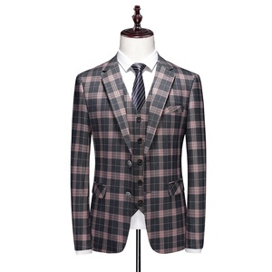 <span class=keywords><strong>Costume</strong></span> homme slim fit à carreaux <span class=keywords><strong>vert</strong></span> <span class=keywords><strong>foncé</strong></span> et rose, nouveau style, pour soirée - Product Image 2