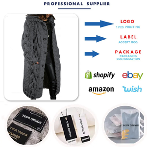 Maglione Cardigan lungo di Design 92288 # ultimate da <span class=keywords><strong>donna</strong></span> alla moda manica lunga cappotti invernali in tinta unita per <span class=keywords><strong>donna</strong></span> maglione lavorato a maglia - Product Image 3