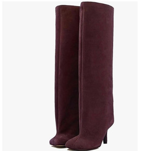 Botas Minimalistas Femininas Acima do Joelho em Camurça Vintage com Salto Alto e Sola de Borracha para Outono, Tamanhos Grandes, Tendência Atacado 2025 - Product Image 5
