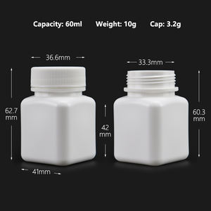 60cc Pilule 60ml Bouteille Carrée Blanc 2oz Hdpe avec Joint En Aluminium PE Sérigraphie Bouchon À Vis Médical Emballage CN;ZHE <span class=keywords><strong>HUANUO</strong></span> - Product Image 2
