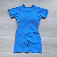 Combinaison de yoga sans couture à manches courtes pour femme, short cycliste une pièce, combinaison de sport, body de fitness, 90 % nylon, 10 % élasthanne