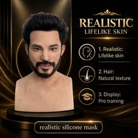 Masque de simulation de visage humain de qualité supérieure, structure faciale haute fidélité, matériau en silicone souple pour le divertissement, masque en silicone réaliste