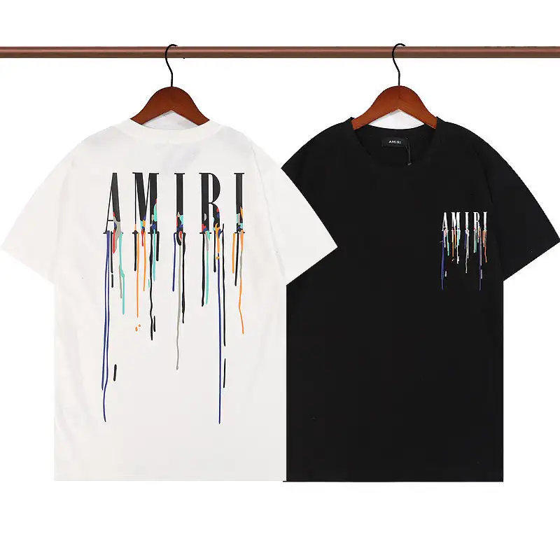Amiry New Mens Womens Designer TシャツプリントファッションマンTシャツ最高品質のコットンカジュアルTシャツ半袖ラグジュアリーヒップホップ