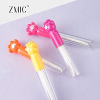 Tube d'emballage cosmétique vide en caoutchouc rose, ensemble combo avec capuchon patte de chat, flacon rond en plastique pour brillant à lèvres, eye-liner et mascara