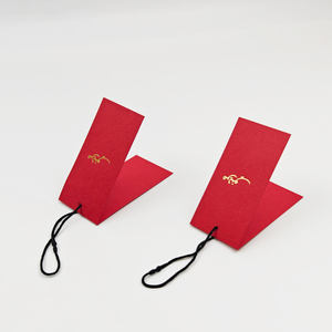Factory Price Custom Design Silk Screen Printed Eco-Friendly Embossed Red Paper Garment <b>Tags</b> for Shoes <b>Bags</b> Personalized Luxury - Product Image 3