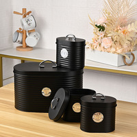 Ensemble de boîtes de rangement pour comptoir de cuisine Lot de 4 boîtes de rangement pour café, thé, sucre et pain