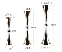 Vente Flash Luxe Vintage Or Noir Argent Trompette Métal Grand Support Vase à Fleurs Décoration Centres de Table Mariage Fête Maison