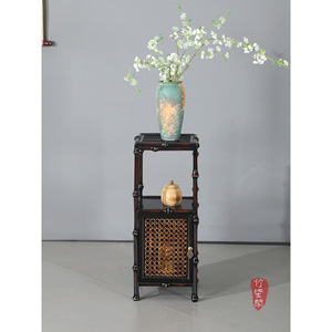Bamboo Flower Stand Lacquered Bamboo <b>Storage</b> Shelf Chinese Style <b>Console</b> <b>Table</b> Display Rack Small Size - Product Image 5