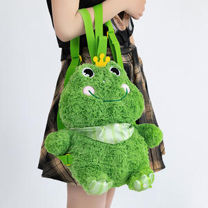 Nouveauté Sac à bandoulière en peluche <span class=keywords><strong>grande</strong></span> capacité Sac d'école pour <span class=keywords><strong>adulte</strong></span> en peluche grenouille mignonne Sac à dos grenouille souriante - Product Image 3