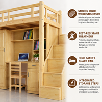 Lit en bois massif avec bureau intégré, armoire, bibliothèque, chaise-escalier, pour dortoir scolaire, appartement du personnel, design contemporain