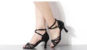 Zapatos de Baile Latinos de <span class=keywords><strong>Salsa</strong></span> Negros de 7.5cm, Económicos, para Salón de Baile, Jazz, Tango, Fiestas, Sandalias para Mujer - Product Image 6