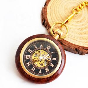 هيكل عظمي بقرص رقمي عربي من خشب الصندل الأحمر والنحاس الأصفر الذهبي من لونين دون غطاء للرجال ميكانيكي - Product Image 3