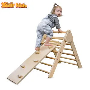 Xiair – Triangle d'escalade en bois Montessori pour enfants, avec rampe, terrain de jeu intérieur, picker pliable, fournisseur de cadres d'escalade
