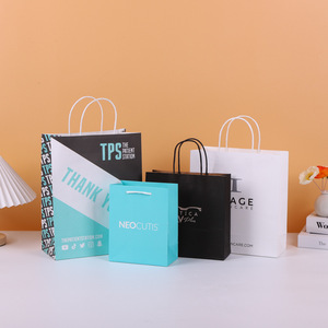 Tùy chỉnh giấy kraft mua sắm túi nâu đen trắng nhỏ vừ<span class=keywords><strong>a</strong></span> túi kraft lớn cao cấp giấy rút túi có tay cầm - Product Image 2