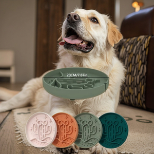 Cuenco redondo de silicona para comida lenta de <span class=keywords><strong>Cactus</strong></span> de nuevo diseño, cuenco de comida para perros, dieta saludable, comida lenta con ventosa, cuenco de alimentación antideslizante - Product Image 1