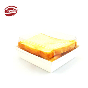 Cajas de embalaje Blanco/Bandeja Kraft <span class=keywords><strong>Papel</strong></span> de <span class=keywords><strong>pan</strong></span> cuadrado con tapa de plástico Bakest Cartón desechable Bandeja de comida de cartón blanco - Product Image 3