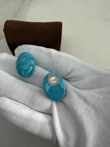 Boucles d'oreilles semi-précieuses 8x25mm Pierre ovale Bleu naturel Boucles d'oreilles en acier inoxydable Bijoux en acier inoxydable <span class=keywords><strong>tendance</strong></span> - Product Image 6