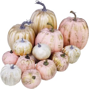 7 Calabazas de Espuma Realistas con Acabado Escarchado, Surtido Blanco y Dorado, para Decoración de Mesa en Otoño, Acción de Gracias, Pascua, Graduación y Hogar - Product Image 5