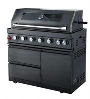 Barbecue de luxe portable 304 en acier inoxydable noir robuste 8 brûleurs pour arrière-cour cuisine extérieure ensemble complet îlot d'armoire
