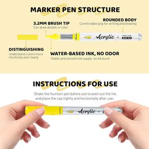 ปากกาสีอะครีลิคสำหรับเพ้นท์หินปากกาอะคริลิคปลายแปรงปากกาอะคริลิคกันน้ำอุปกรณ์ศิลปะสำหรับหินไม้ - Product Image 5