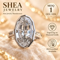 Bague de fiançailles en or blanc massif 10K/14K/18K avec diamant de laboratoire allongé taille marche de 0,5 à 3 carats, sertissage personnalisé, certifié IGI VS VVS