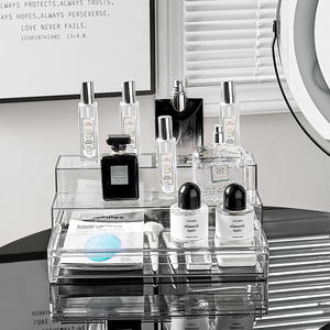 กล่องเก็บเครื่องสำอางพลาสติกใส 4 ใน 1 ออแกไนเซอร์หลายชั้นสำหรับแต่งหน้าน้ำหอมลิปสติกชั้นวางของตั้งโต๊ะขาตั้งโชว์แบบโปร่งใส - Product Image 2