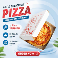 Boîte à pizza personnalisée avec logo, revêtement alimentaire, pelliculage mat, isolation thermique écologique, carton à emporter