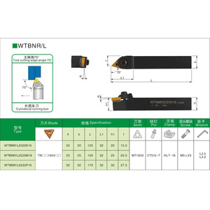 ที่จับเครื่องมือกลึงภายนอก Dasan Wtbnr L 75 องศา สำหรับงานกลึง CNC - Product Image 2