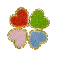 Patchs personnalisés brodés de paillettes chenille avec bordure dorée thermocollants pour vêtements et chapeaux