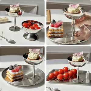 Bol à dessert/salade réutilisable en acier inoxydable, capacité 200 ml, couleur argent, luxe, fait main, logo personnalisé, pour fêtes - Product Image 3