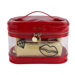 Ensemble de 3 trousses de maquillage de luxe et tendance en PVC transparent avec fermeture éclair, style national, personnalisables avec logo, pour femmes - Product Image 2