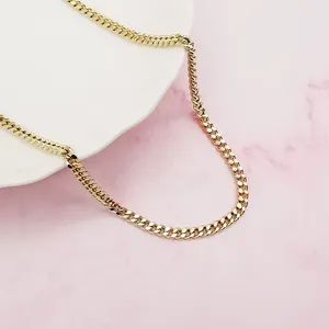 18-каратное настоящее золото 3,2 мм кубинская цепочка ожерелье Модные ювелирные изделия в стиле хип-хоп Дубай 18-каратное золотая цепочка ожерелье новый дизайн