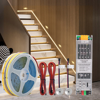 5M 10M 15M Sensor gerak Strip LED Kit lampu 24V COB tahan air Driver untuk tangga langkah Interior tangga koridor lampu lain-lain