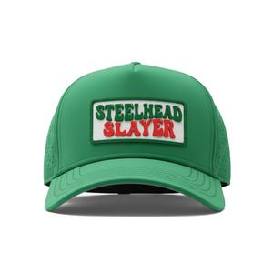 หมวกแก๊ปตาข่ายแบบกำหนดเอง OEM พร้อมโลโก้ 5 แผง ปีกโค้งเล็กน้อย แบบ Snapback ป้ายยางกันน้ำ หมวกกอล์ฟ - Product Image 2